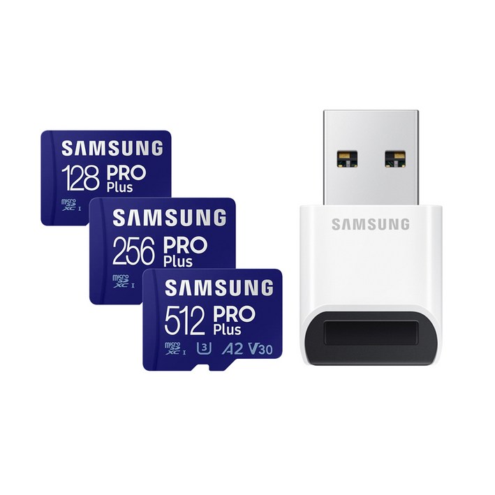 삼성전자 정품 마이크로 SD 카드 PRO PLUS리더기 닌텐도 블랙박스 스마트폰 외장 메모리 카드 128GB 256GB 512GB, 512GB