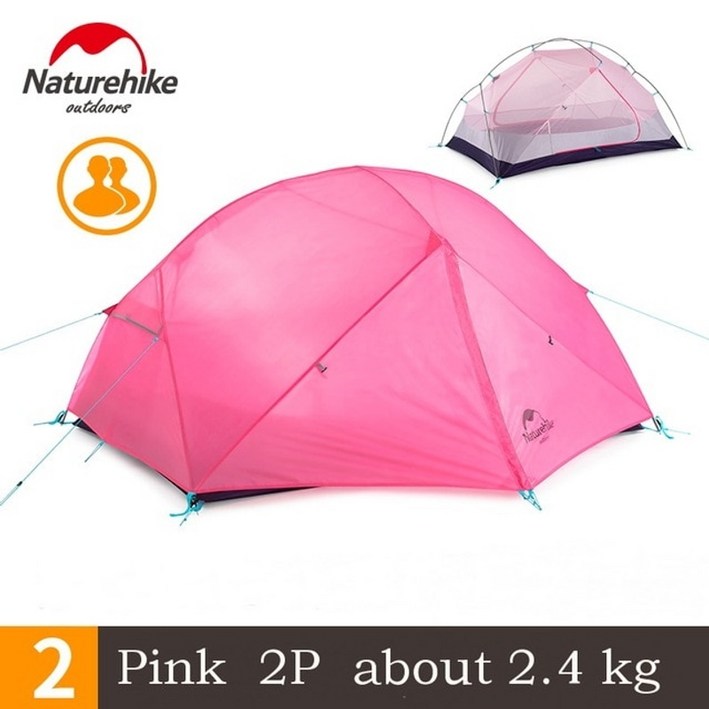캠핑용품특별전 naturehike 210t mongar 2 3 people 방수 더블 레이어 야외 텐트 알루미늄 막대 회색 초경량 핑크 캠핑 텐트 매트 포함