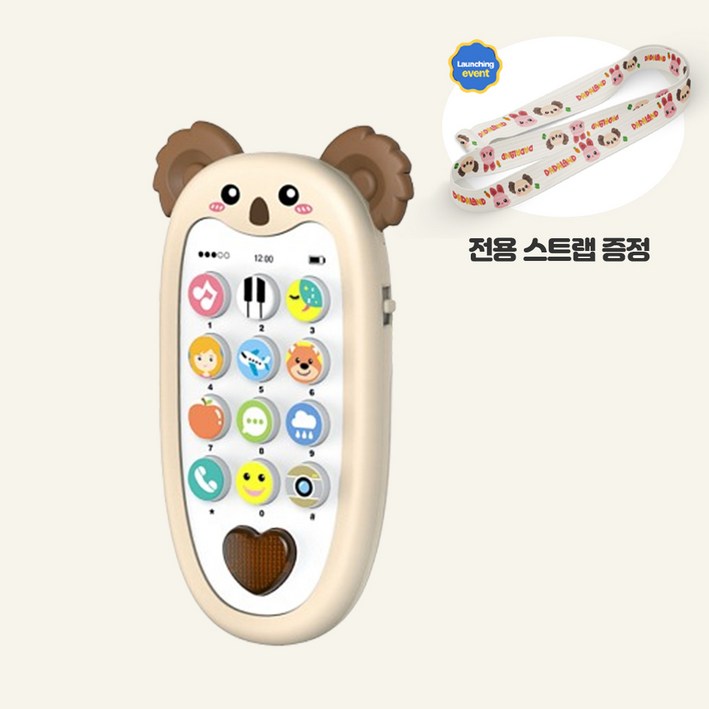 다다랜드 유아용 멜로디 핸드폰 버튼식 장난감 전화기 아이큐폰 스마트폰, 코알라, 1개
