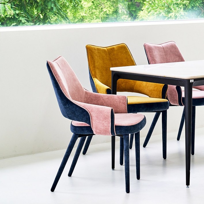 가구앤하우스 코브라 조야 원단 인테리어 디자인 카페 식탁 의자 (3color), 핑크, 1개 6412483164