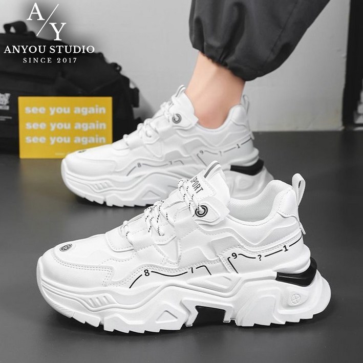 ANYOU 남성 어글리 슈즈 키높이 통굽 운동화 발편한 가벼운 메쉬 데일리 스니커즈 패션 운동화