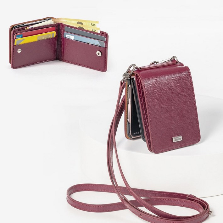 본아띠 메티스 천연소가죽 에나멜 펄 사피아노 지갑형 갤럭시 Z플립5 케이스