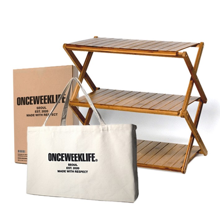 원스위크라이프 우드쉘프 캠핑선반, 에코백 세트