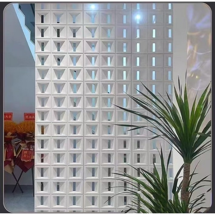 셀프 공간 칸막이 벽, 파티션, 가림막, 양면 ABS9 그릴 중공 벽돌 병풍 침실 배경벽, 멀티 컬러 옵션 1200mm*600mm, 스노우 화이트