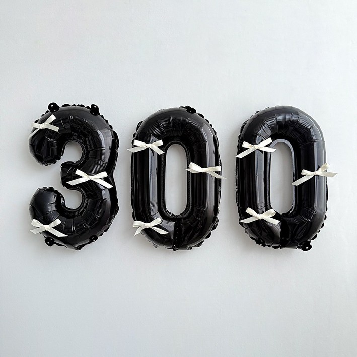 파티몬 블랙 숫자 풍선 발레코어 리본 셀프 백일 촬영 소품 용품