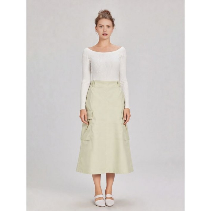 이앤씨 EnC 라이트베이지 포켓 밴딩 스커트 ENWH32503W