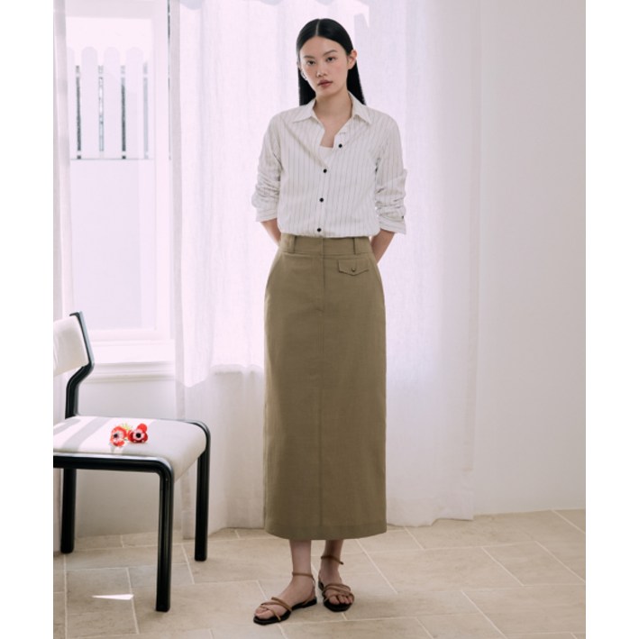 더엣지 슬림롱 H라인 스커트