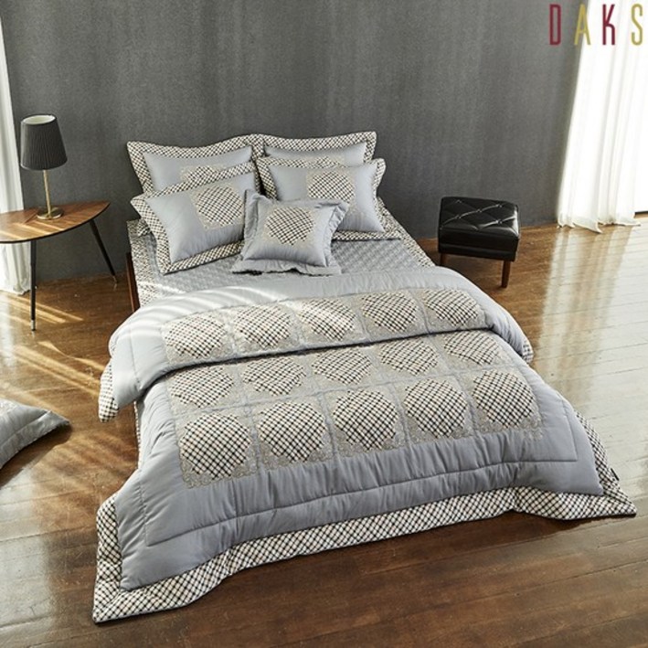 [닥스침구]모달 플리츠 그레이 이불커버 퀸