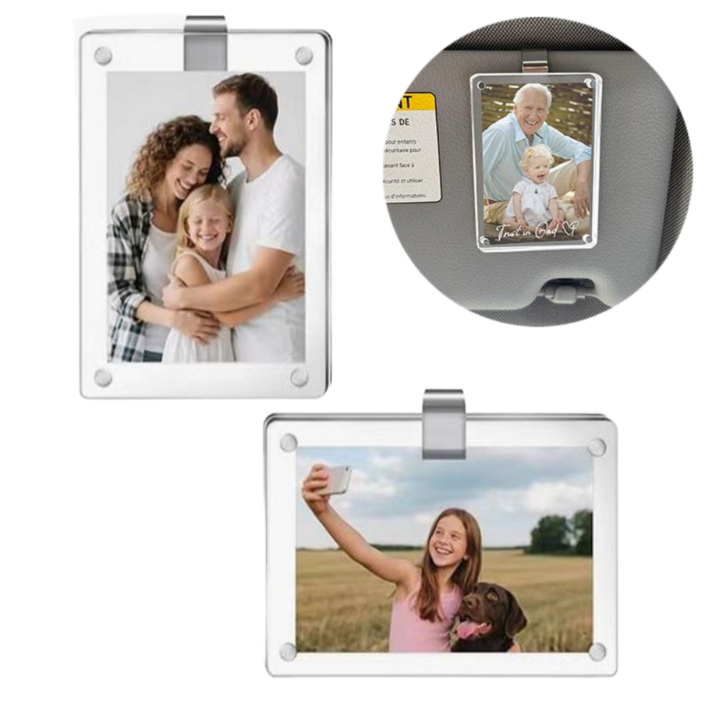 하루템 선바이저 사진 클립 차량용 마그네틱 액자 아크릴 포토 프레임 자동차 사진걸이, 투명, 1개