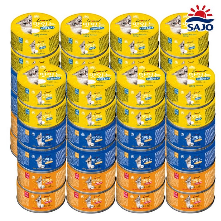 사조 러브잇 맛있는캔 고양이 간식, 48개, 160g, 3종혼합