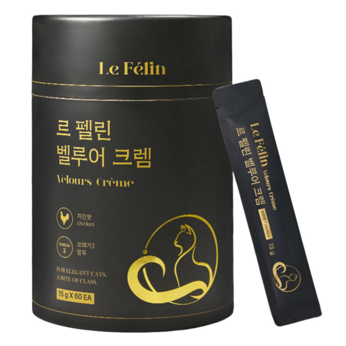 오메가3가 함유된 고양이 짜먹는 간식 60p 르 펠린 벨루어 크렘, 900g, 1개, 치킨맛