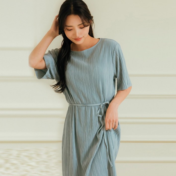 [라라슬림] 플리츠 홈웨어 여성 주름 롱 원피스