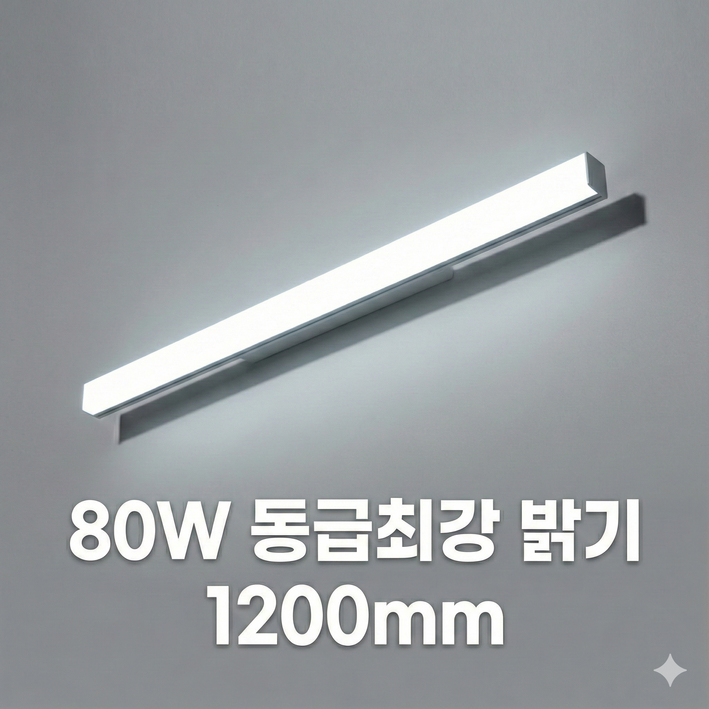 이튼 LED 주차장등 80W 1200mm 일자등 오슬람칩 슬림 라인등 플리커프리, 주광색