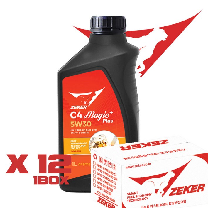 제커 매직플러스 5W30 C4 쏘렌토, 산타페, 르노 DPF 디젤엔진오일 1BOX 12개 특가, 12개, 1L