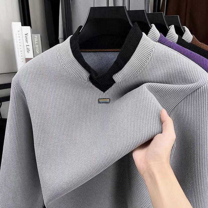 남성 겨울 기모 골덴 반폴라 세련 티셔츠