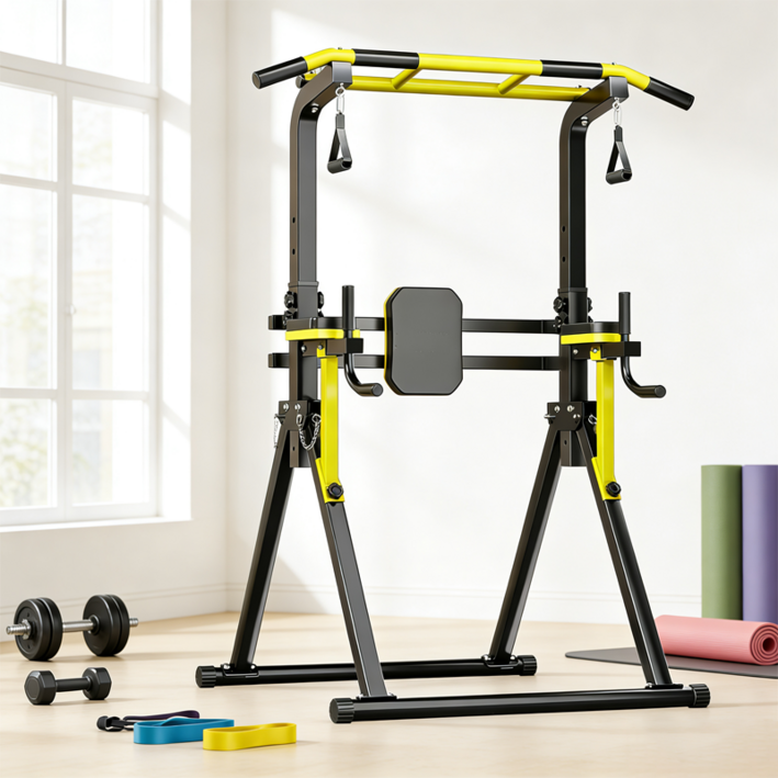 와이드 접이식 치닝디핑 철봉 턱걸이기구 가정용철봉 친업 풀업, 검정색