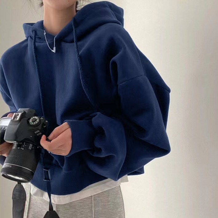 라라홀리 데일리 심플 루즈핏 크롭 후드 티셔츠