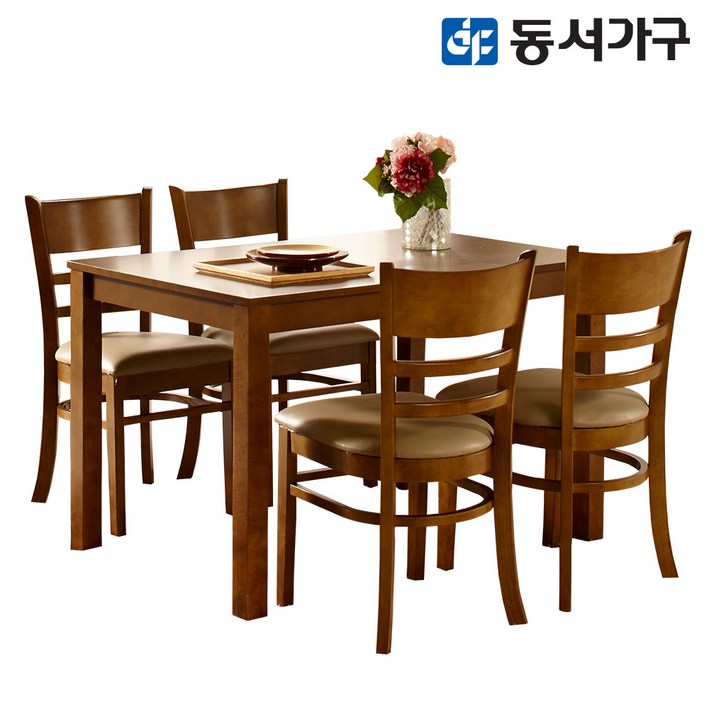 4인원형식탁 동서가구 카카오 클래식 원목 4인 식탁 테이블/의자 4EA 세트 DF632610