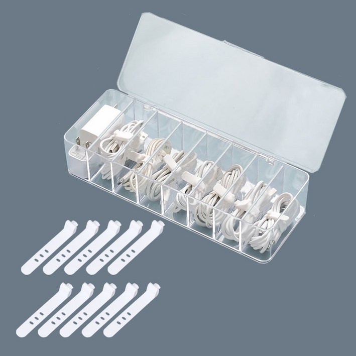 다용도 아크릴 이어폰 USB 케이블 정리함 (뚜껑 O) 타이포함