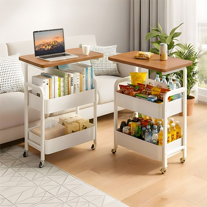 HOMEY NEST 트롤리 이동식 철제 3단  360도 회전 카트 HZMBTC03