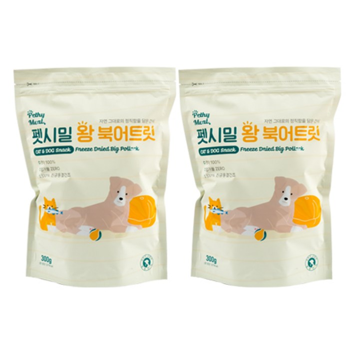 펫시밀 동결건조트릿 고양이 강아지 훈련용 동물병원입점 간식, 왕북어, 300g, 2개