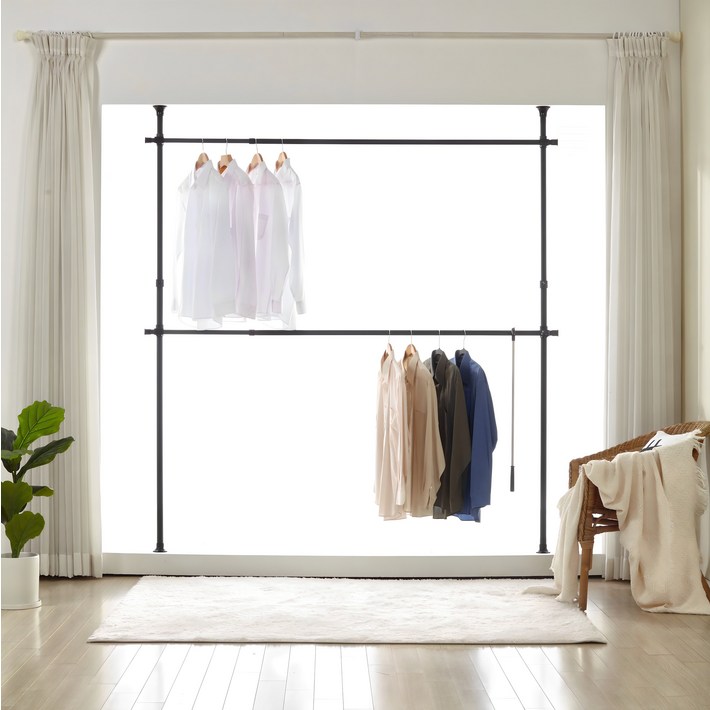 코멧 와이드 고정식 2단 행거