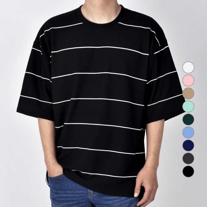 가이스토리 남성용 단가라 오버핏 포지토 반팔티 가이스토리 남성용 단가라 오버핏 포지토 반팔티