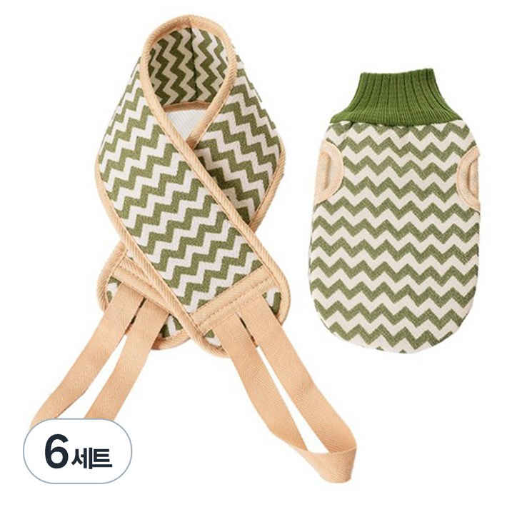다오미 지그재그 때밀이 세트, 초록, 2개입, 6세트