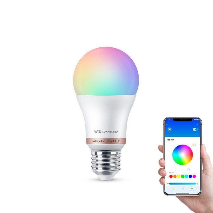 필립스 위즈 컬러 앰비언스 LED 스마트 전구 8.5W, 기타색, 1개 필립스 위즈 컬러 앰비언스 LED 스마트 전구 8.5W, 기타색, 1개