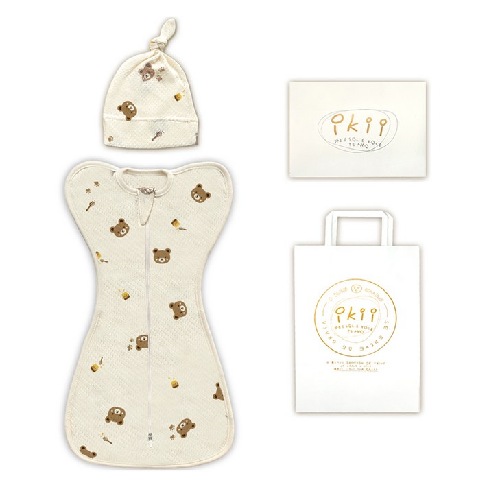 이키 유아용 오가닉 스와들 세트 S  선물박스  쇼핑백
