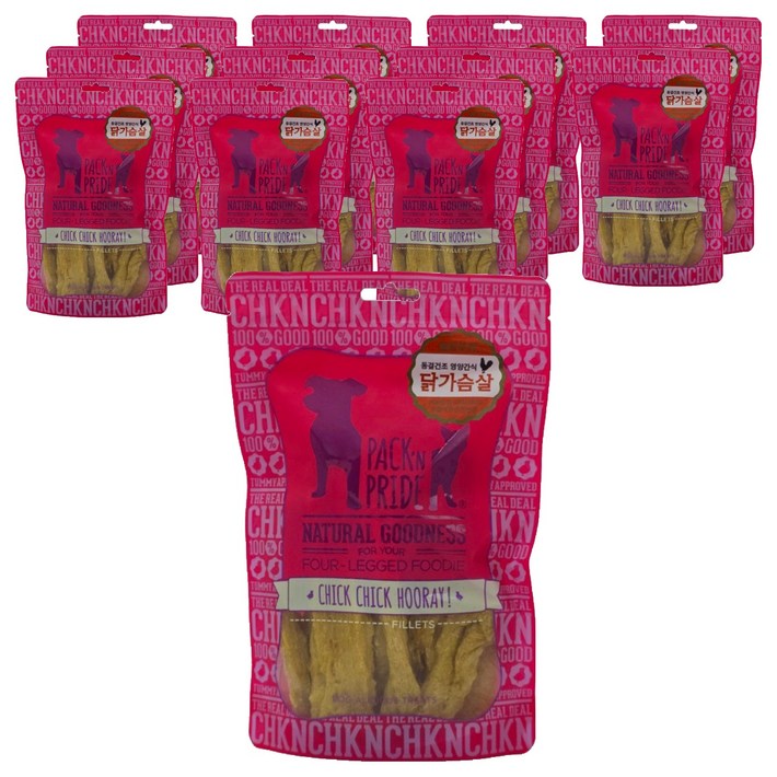 팩앤프라이드 반려동물 동결건조 간식, 닭가슴살, 99g, 12개