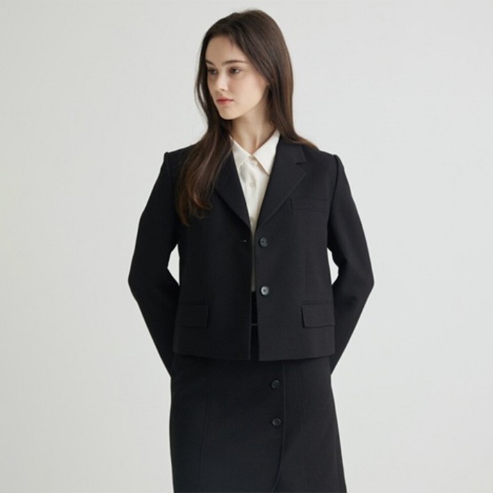 나이스클랍 여성용 싱글 크랍 자켓 N242MWJ313BK