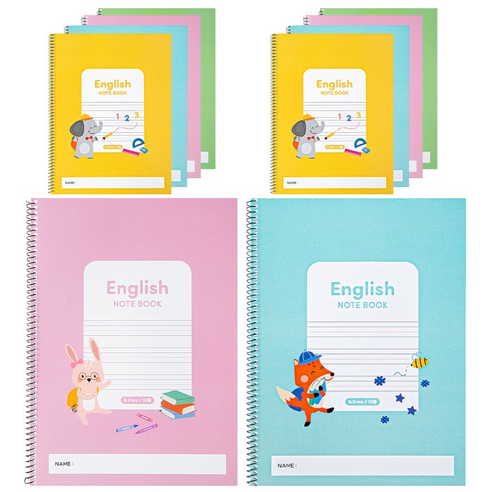 탐사 초등 영어 스프링 노트, 혼합색상, 10개