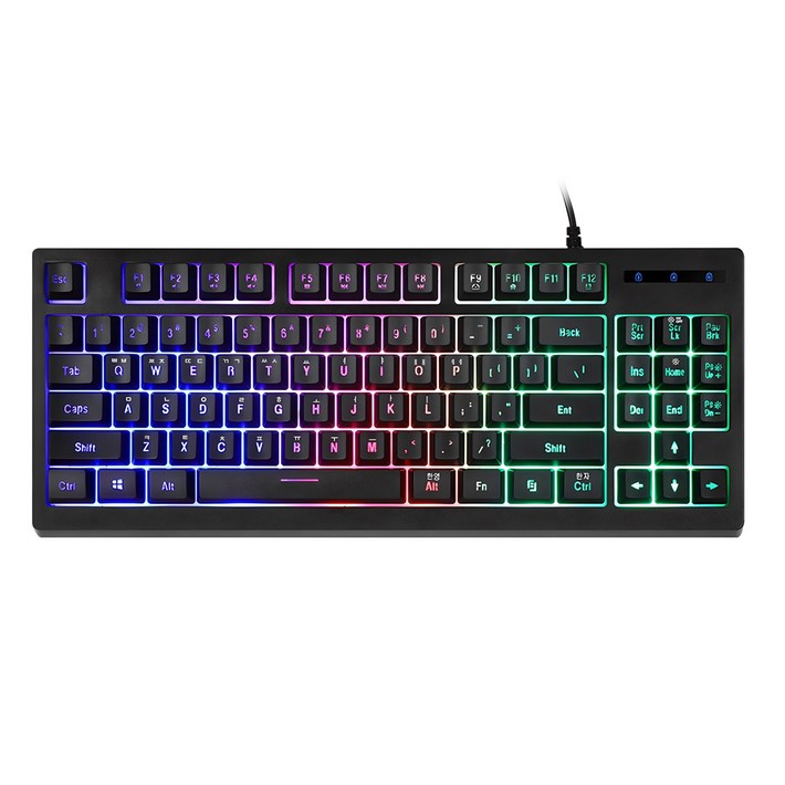 앱코 HACKER K150 텐키리스 레인보우 LED 게이밍 멤브레인 유선 키보드 앱코 HACKER K150 텐키리스 레인보우 LED 게이밍 멤브레인 유선 키보드