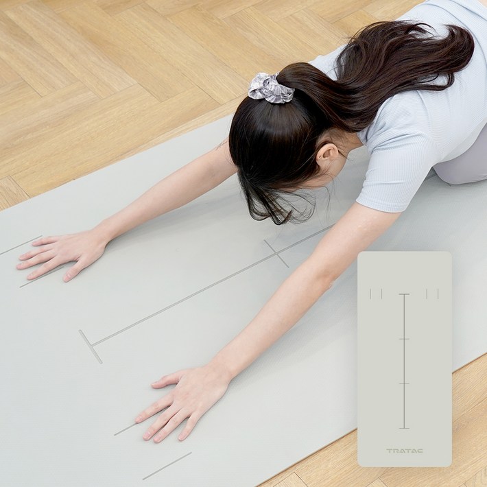 트라택 TPE 리버서블 요가매트, 올리브그레이  브라운, 1개