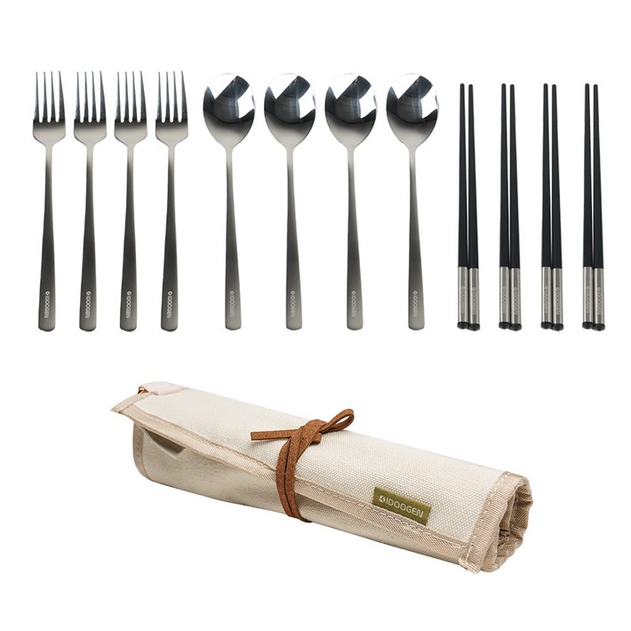 아이두젠 캠핑 커틀러리 4인 식기 세트, 아이보리, 1세트