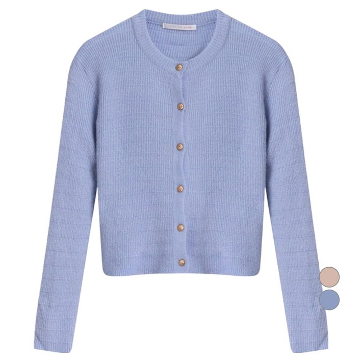 올리브데올리브 여성용 모혼방 골드버튼 라운드 가디건