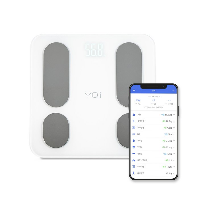 요아이 스마트 체성분 확인 바디 체중계 베이직, YSS231FWH, 화이트, 1개