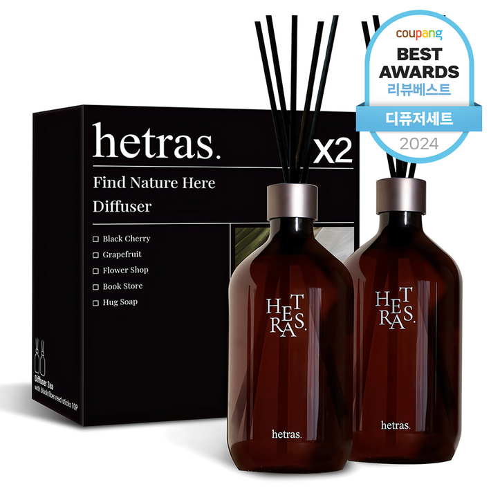 헤트라스 프리미엄 대용량 디퓨저 선물세트, 호텔우드, 500ml, 2개