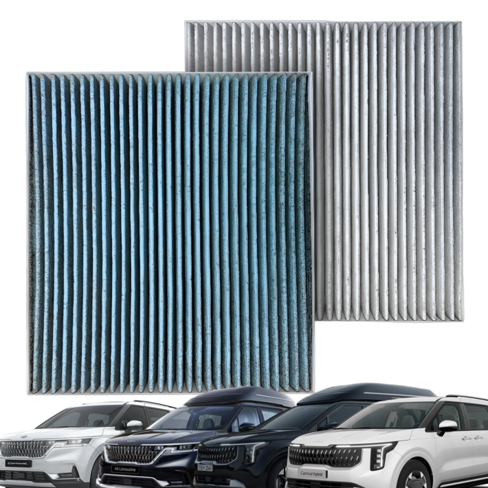 더필 카니발 전후면 PM0.3 자동차 활성탄 에어컨 필터 세트, 1세트, C105, C107