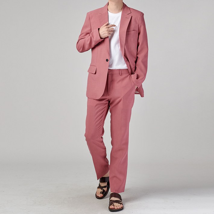 하이후 남성용 린넨 데일리 캐주얼 플랩포켓 원버튼 수트 세트 HU3001 하이후 남성용 린넨 데일리 캐주얼 플랩포켓 원버튼 수트 세트 HU3001