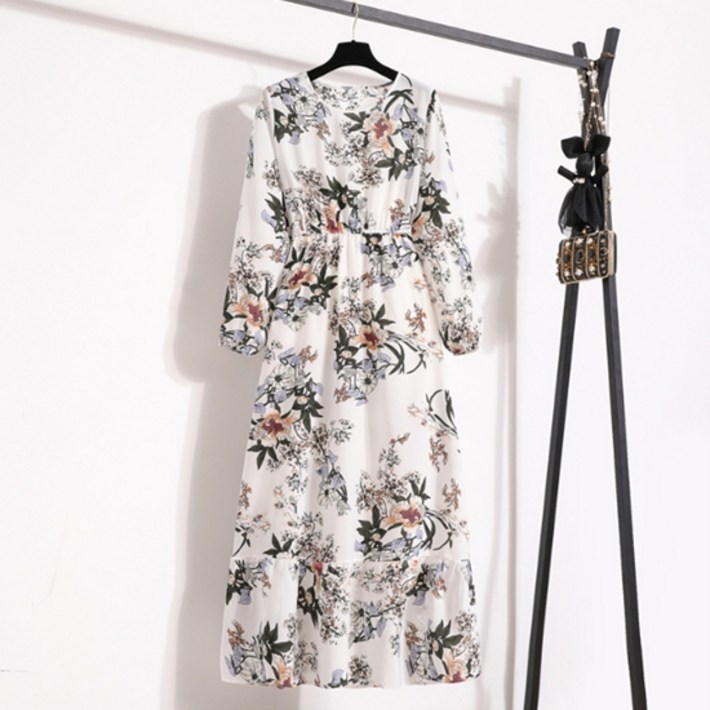 엘레간자 러블리 심플 셔링 롱 원피스