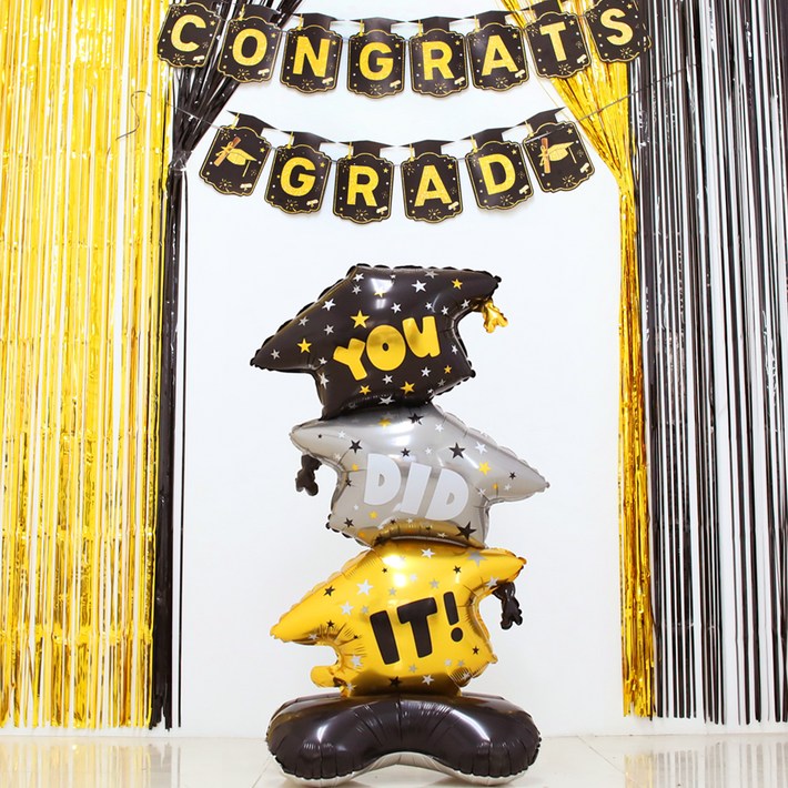 비에이비오 졸업식 포토존 장식 스탠딩 은박풍선 80cm