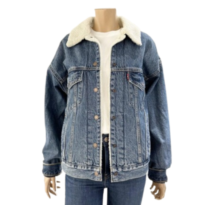  L E V I S  요즘 핫한 여성 쉐르파 트러커 양털 오버핏 빅사이즈 데님재킷 2종 미디엄블루컬러 A44350001 NC강서 리바이스 무료배송