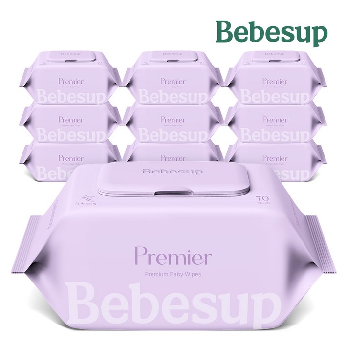 베베숲 프리미어 물티슈 캡형, 70매, 10개
