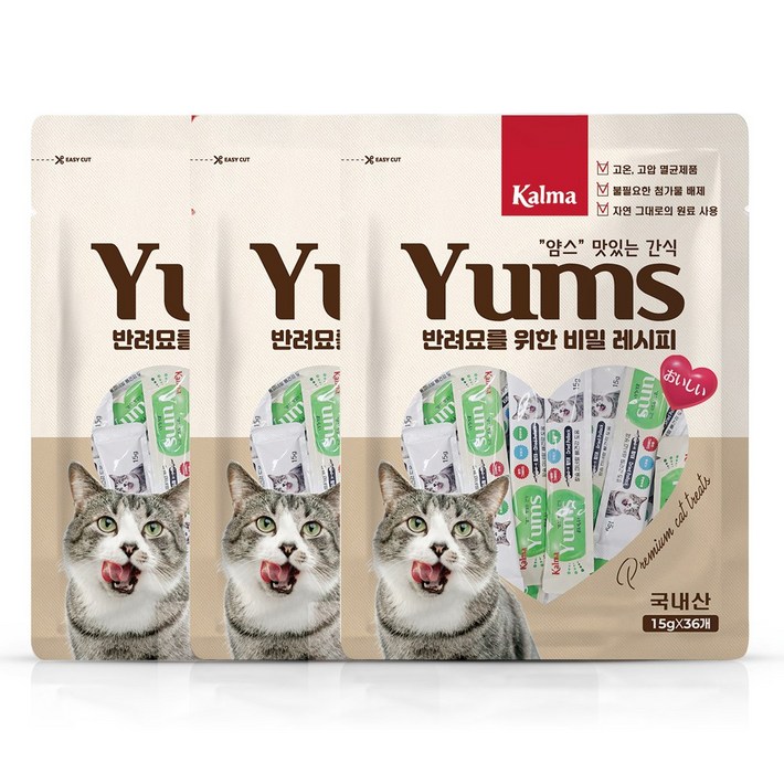 칼마 국내산 고양이 대용량 가성비 짜먹는 간식 얌스 황태 15g x 36개  108개, 15g, 108개, 황태