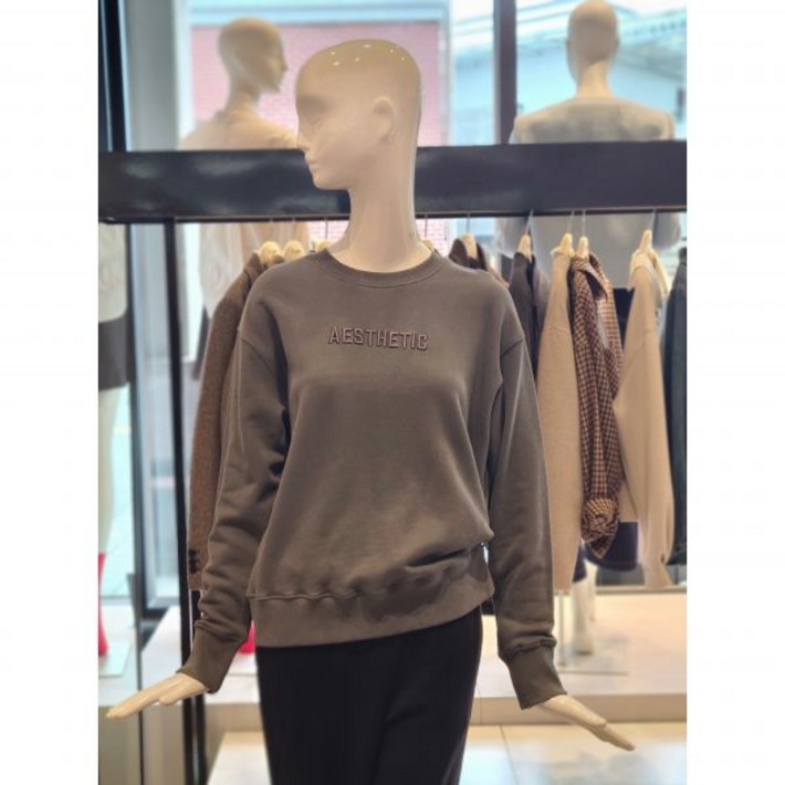 백화점 ZOOC Z244PSM026 옆선 단추 포인트 레터링 자수 기모 맨투맨 티셔츠 아울렛