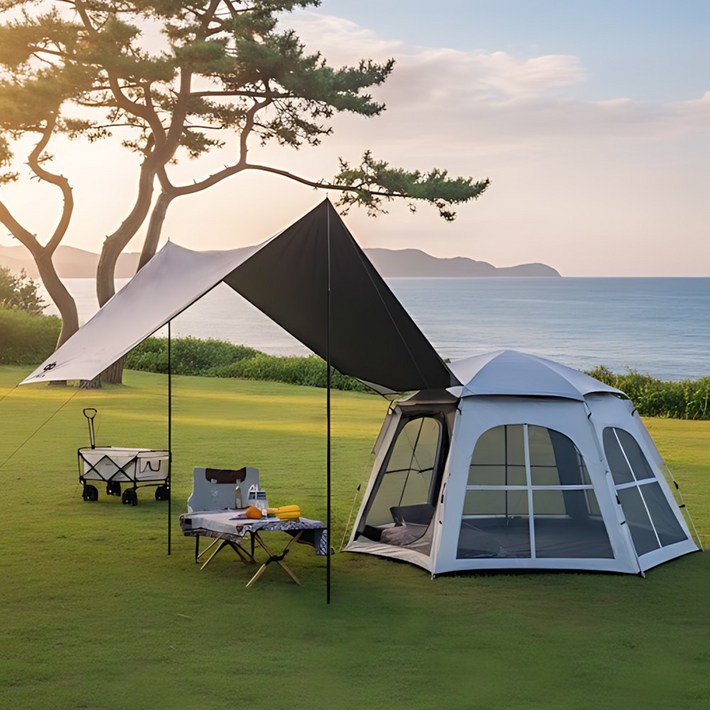 디프 6각대형 원터치 텐트 타프 2240X280X160CM 56인용