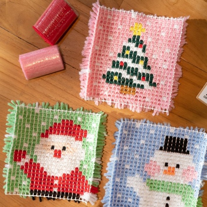 크리스마스 만들기 털실 스킬자수세트 3종