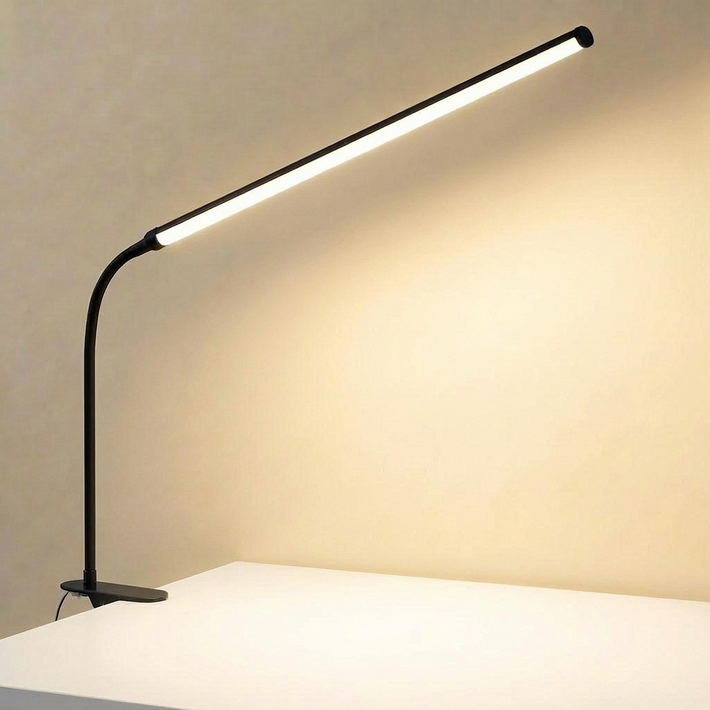 히즈엔 3톤 LED 스탠드 밝기조절 책상 조명, 블랙28cm